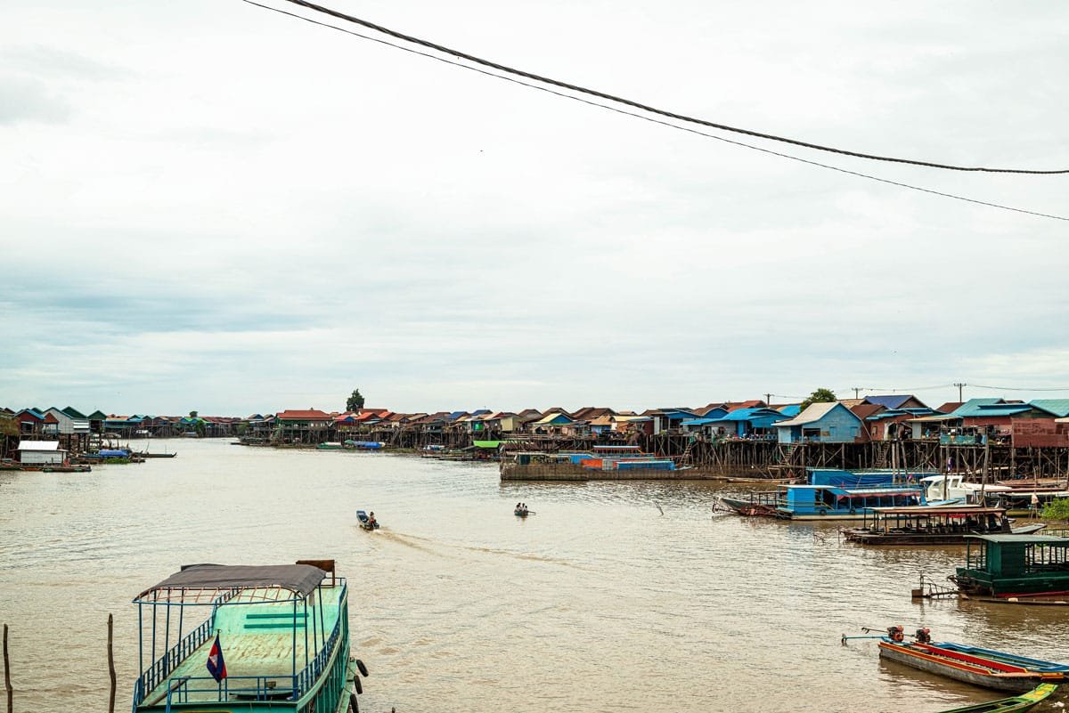 Les maisons sur pilotis de Kampong Kleang du lac Tonlé Sap.